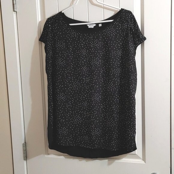 REITMANS plus size XXL black top shirt small white hearts pattern short … - Picture 1 of 6